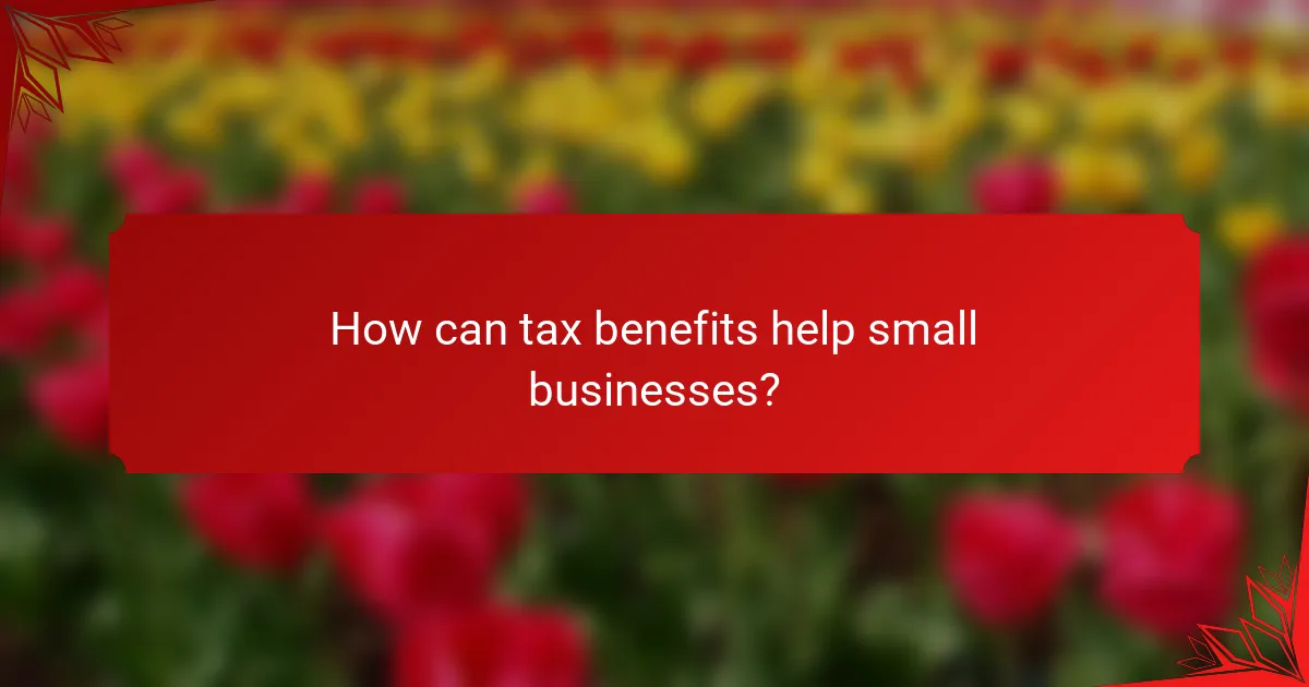 How can tax benefits help small businesses?