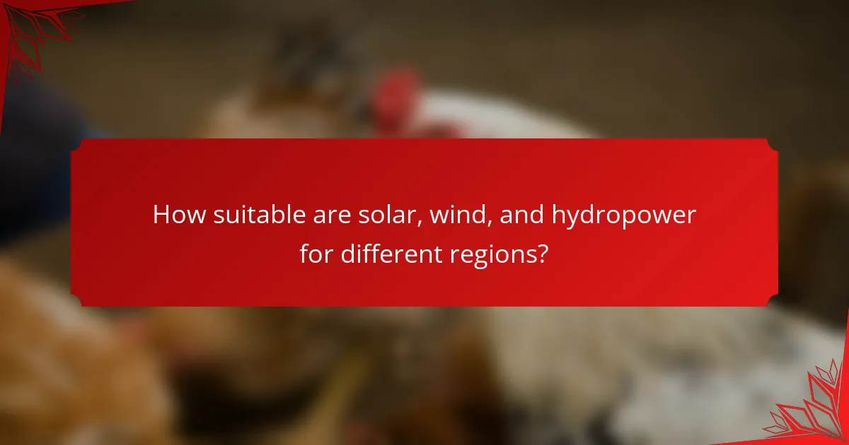 How suitable are solar, wind, and hydropower for different regions?