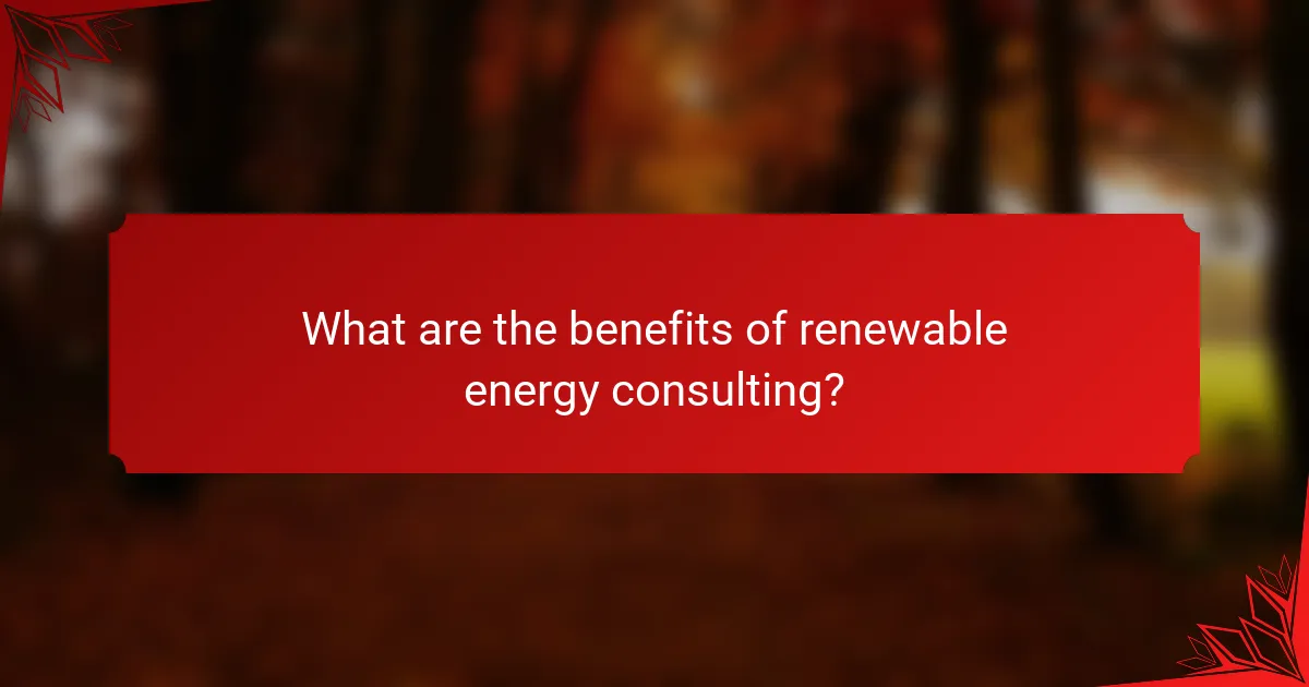 What are the benefits of renewable energy consulting?