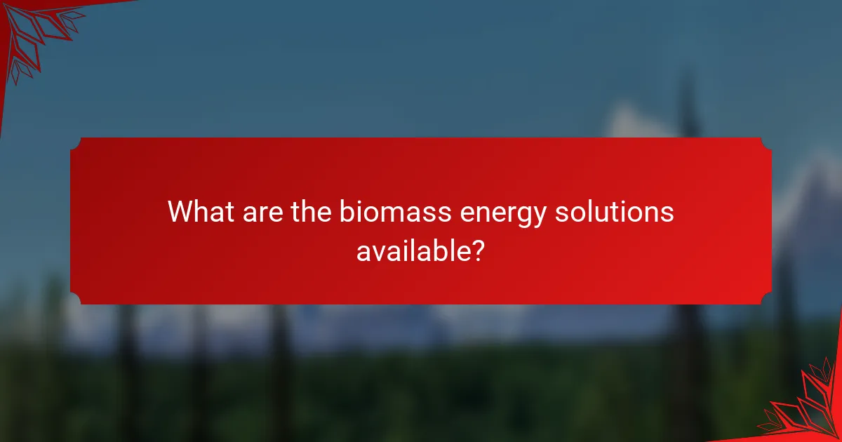 What are the biomass energy solutions available?