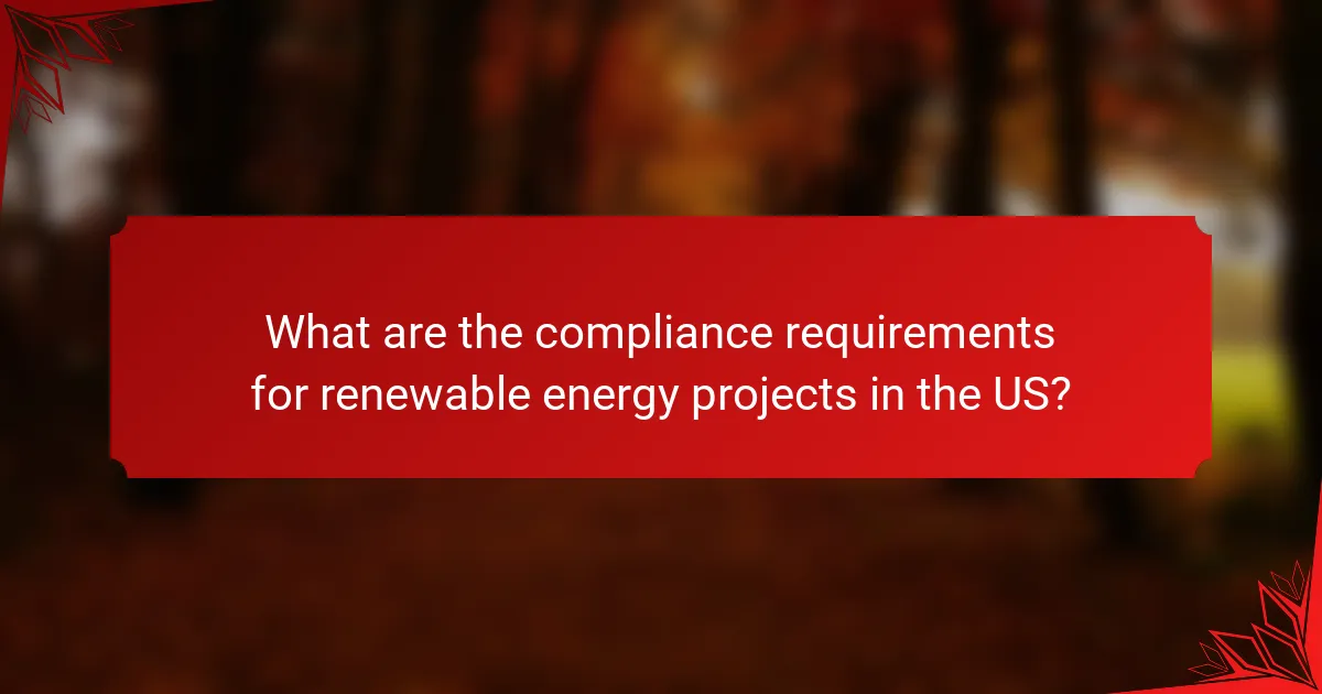 What are the compliance requirements for renewable energy projects in the US?