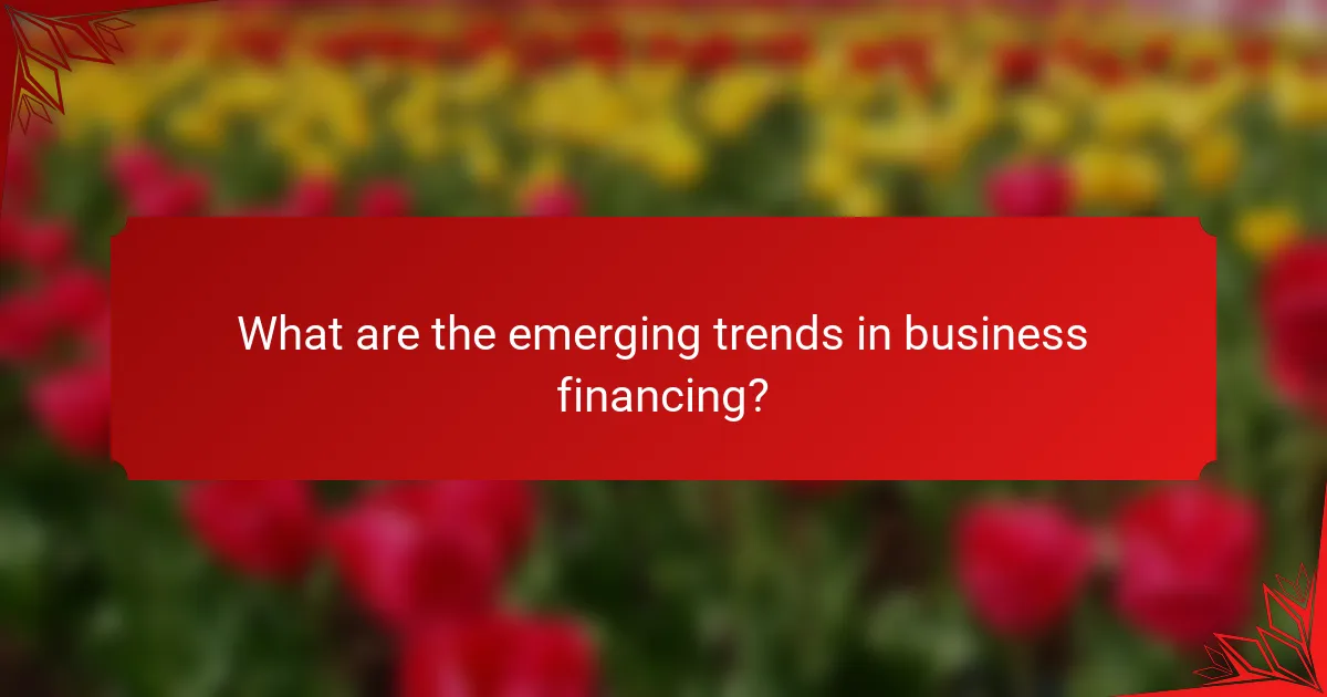What are the emerging trends in business financing?