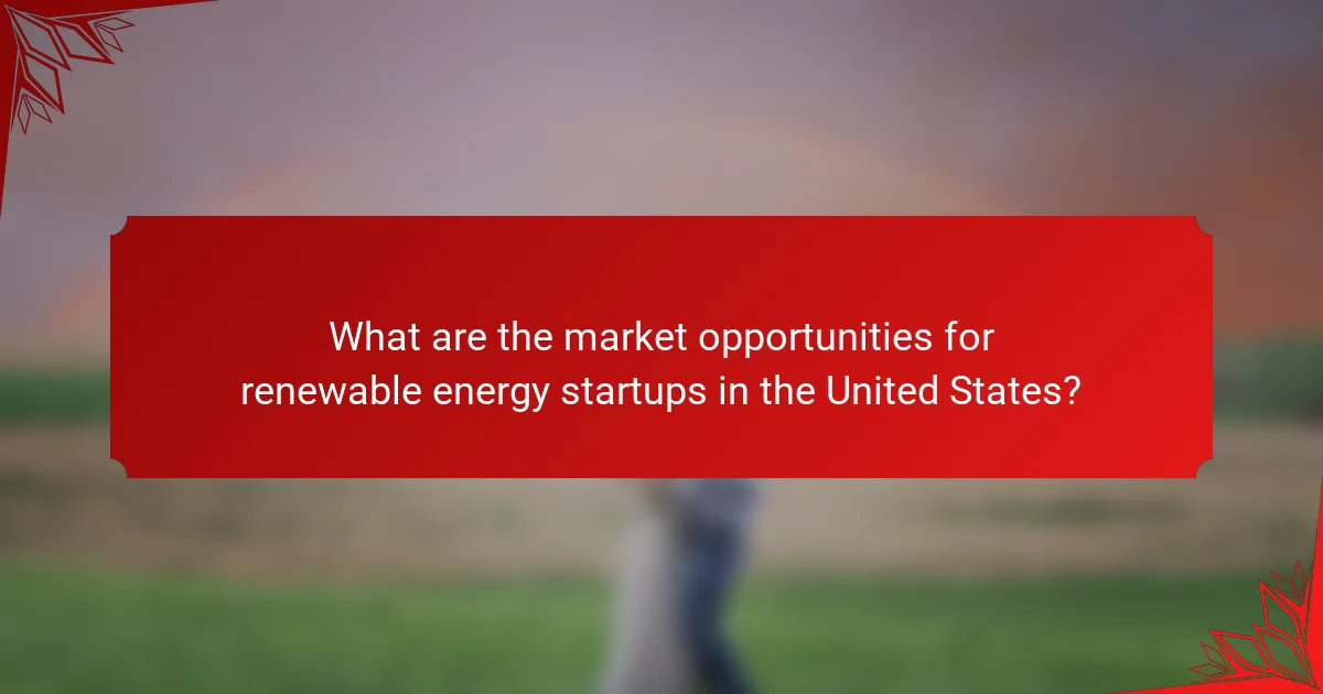 What are the market opportunities for renewable energy startups in the United States?