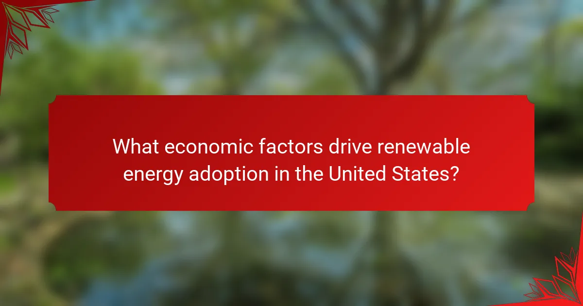 What economic factors drive renewable energy adoption in the United States?
